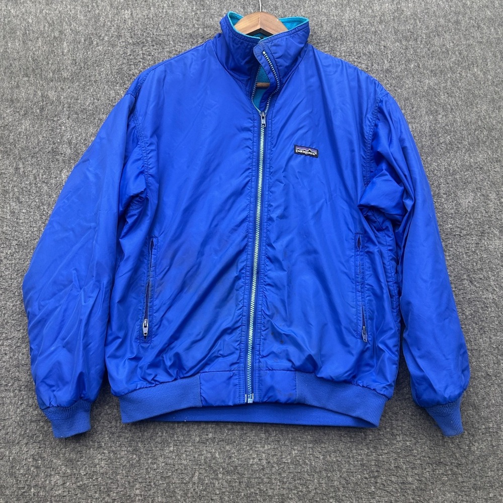 Vintage Patagonia Nylon Shelled Synchilla Jacket Blue Womens 14 USA STAINED